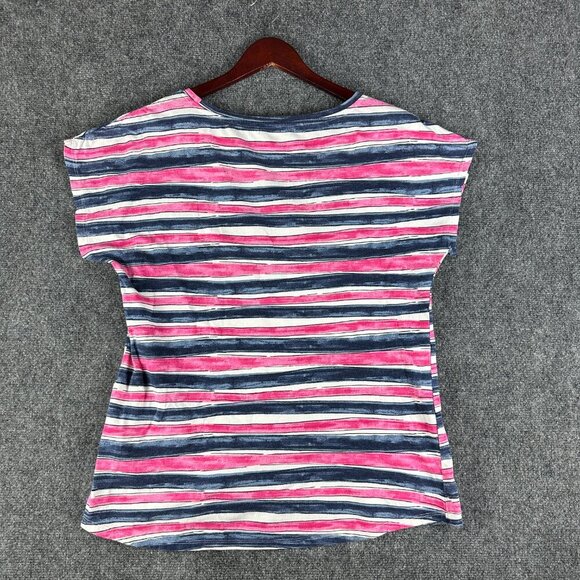 Chicos Weekends Top Womens Medium Stripe Cotton Stretch Tee Short Sleeve Pullove - Picture 7 of 8
